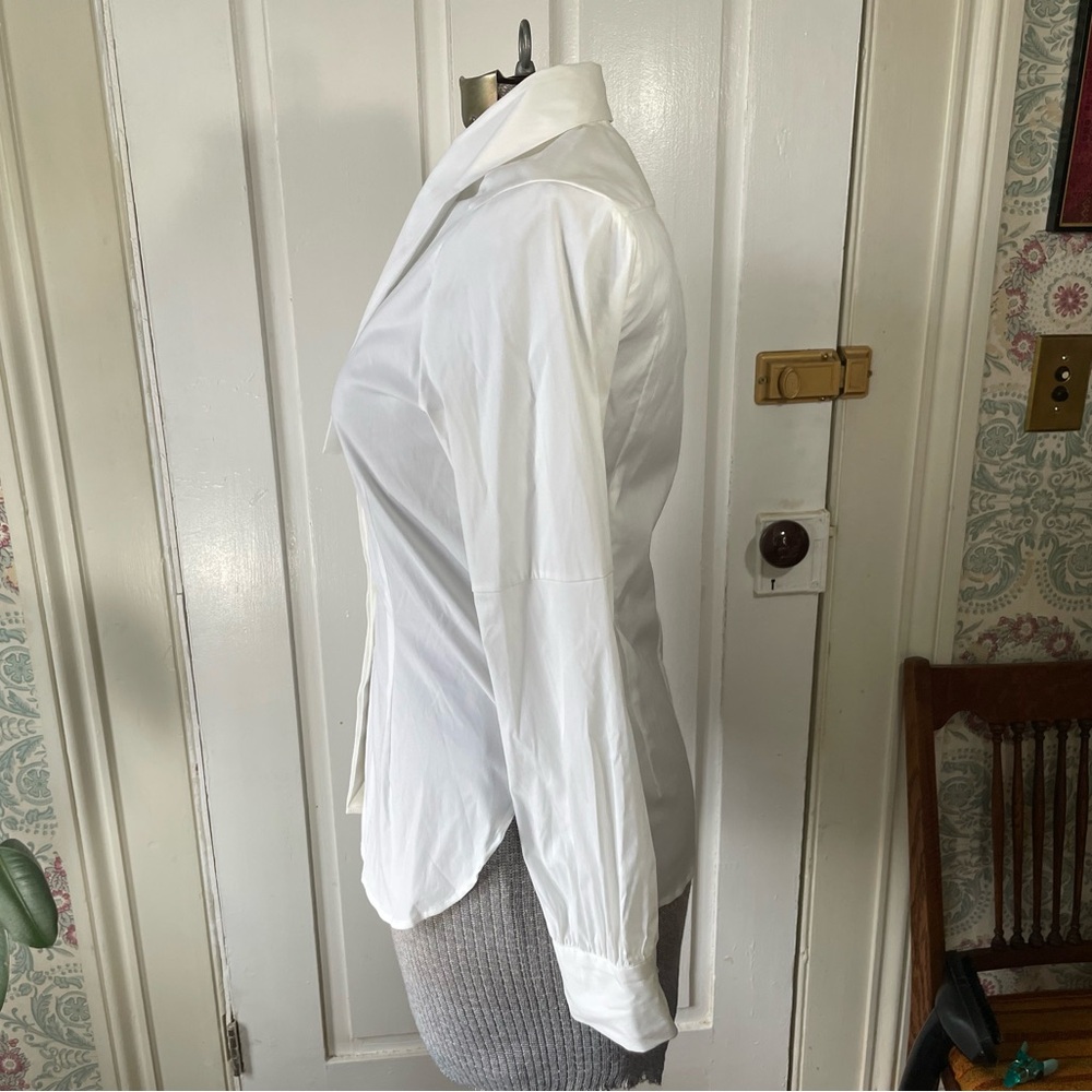Margon Solid White Long Sleeve Button Down Shirt - image 5